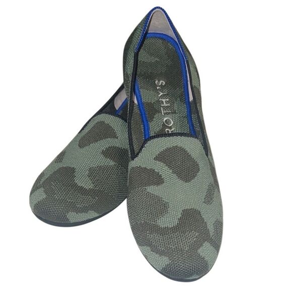 Rothy's Olive Green Camo Round Toe Knit Slip On Flats Size 9 - Picture 1 of 11
